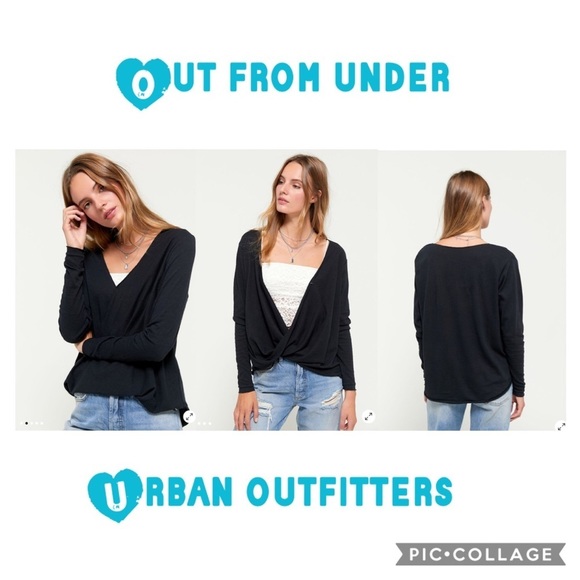 Out From Under Callie Draped Surplice Black Top - Picture 1 of 12